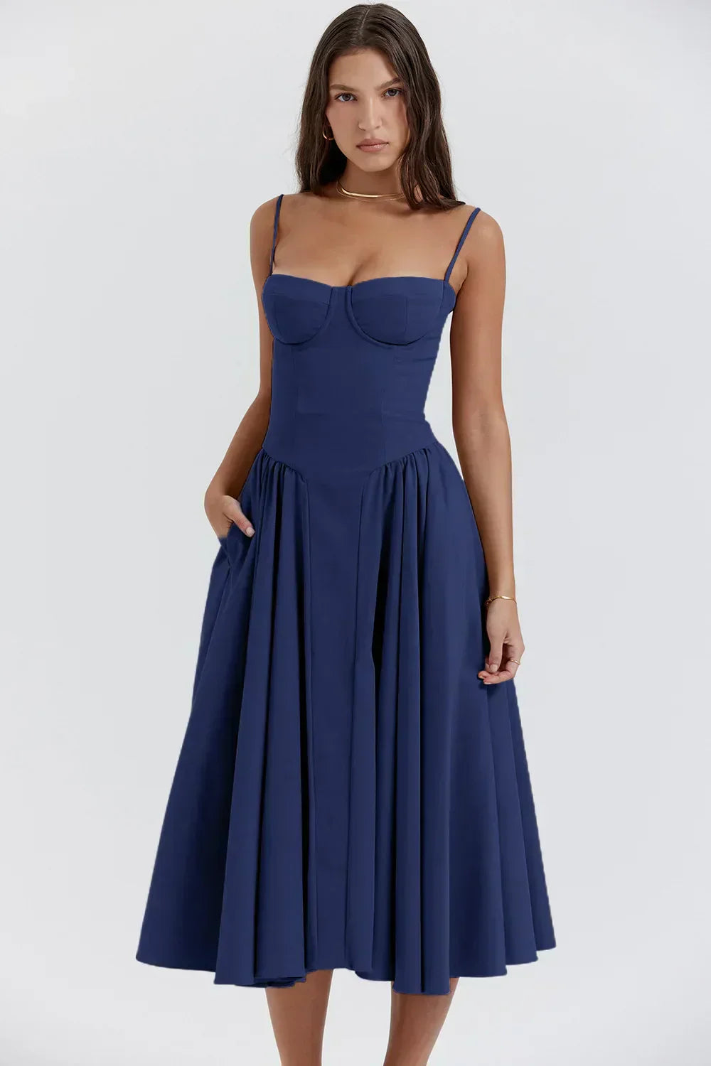 Nina | Sleeveless Corset Midi Dress