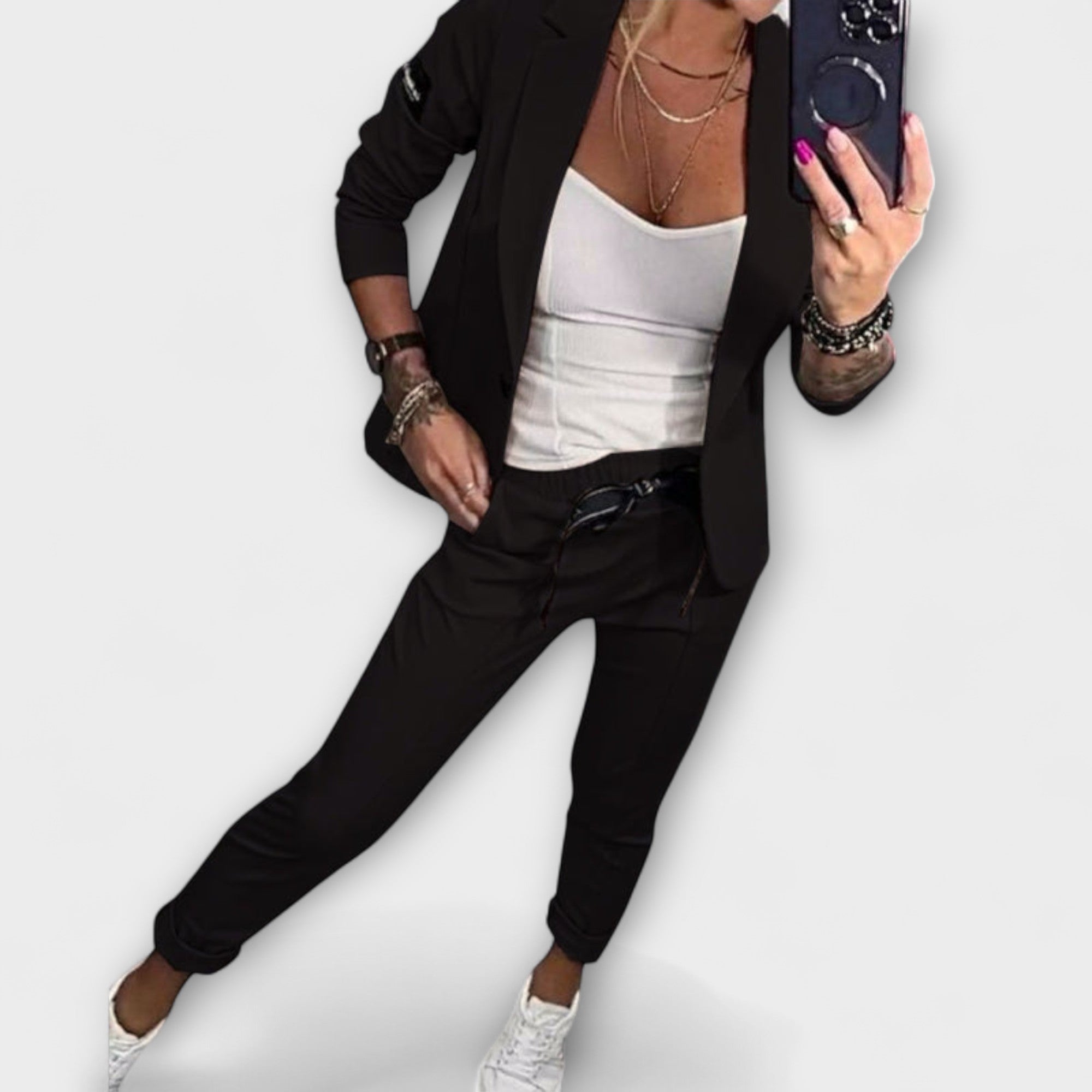 Malou - Συντονισμένο Σετ από Τοπ, Ζακέτα και Παντελόνι