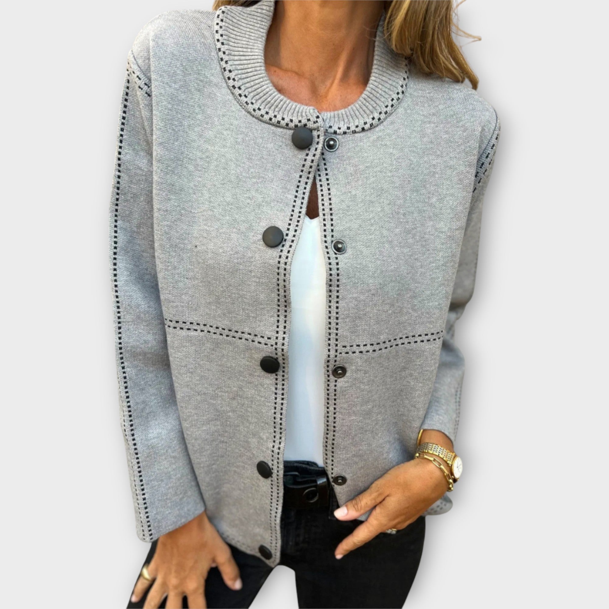 LIBUŠE - Κομψό πουλόβερ σε γκρι χρώμα