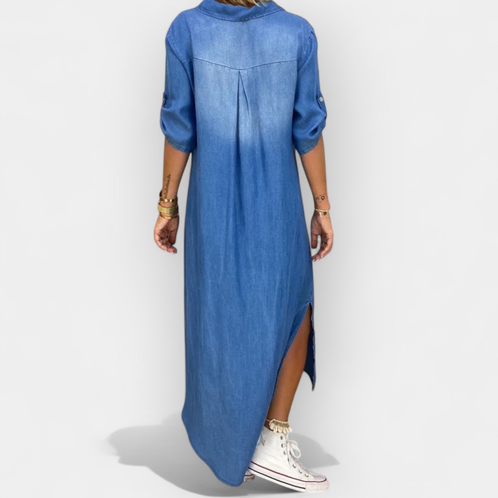 Naledi – Long Denim Dress with Slit