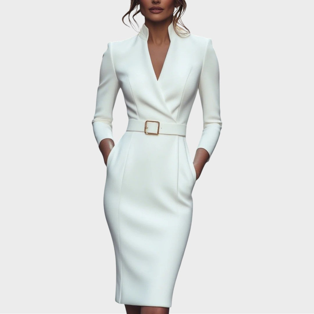 Τζάνα | Κομψό Μαύρο Φόρεμα Shift με Ζώνη