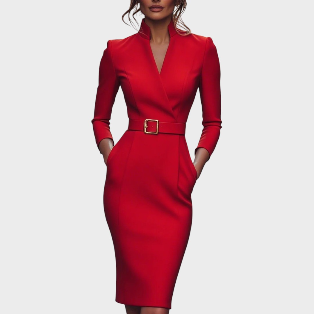 Τζάνα | Κομψό Μαύρο Φόρεμα Shift με Ζώνη