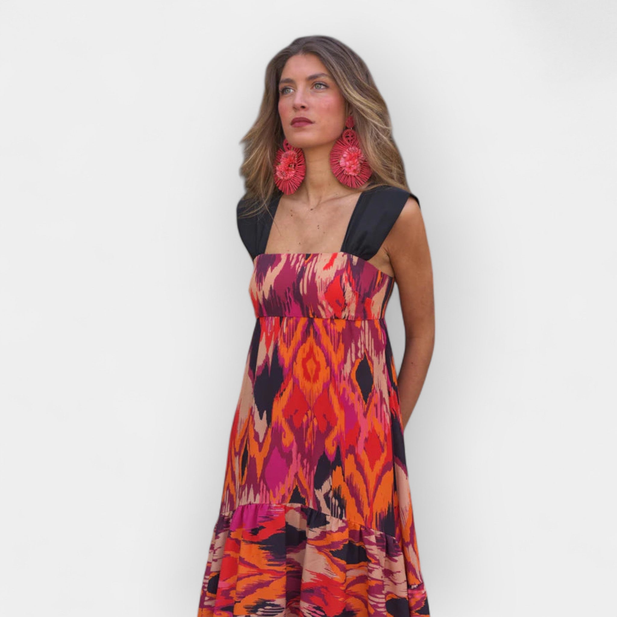 Asymmetric Maxi Dress with Print