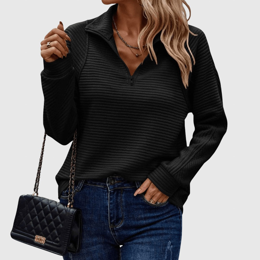 Λένκα - Εlegant πουλόβερ με μισό φερμουάρ