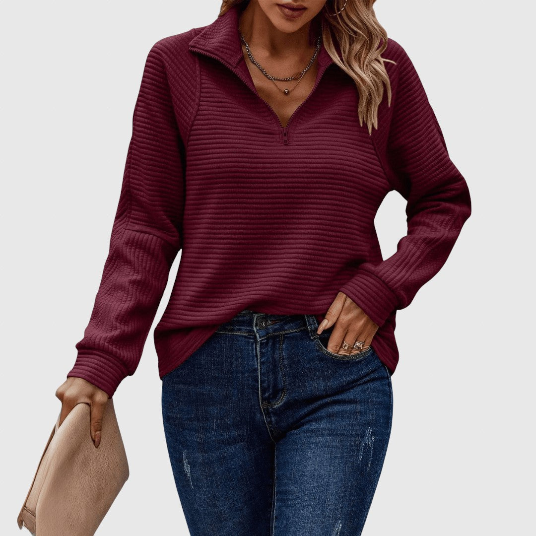 Λένκα - Εlegant πουλόβερ με μισό φερμουάρ