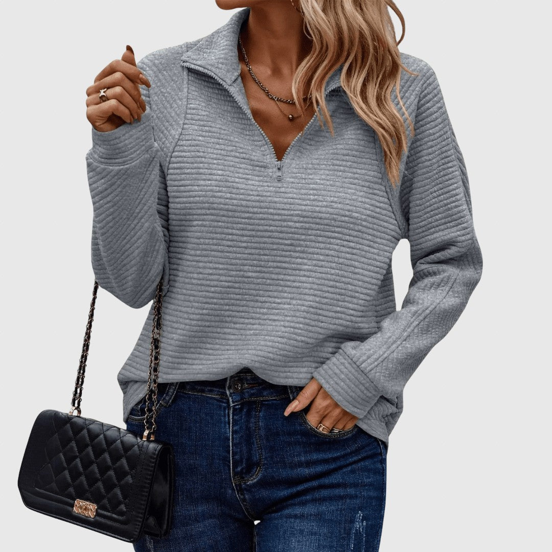 Λένκα - Εlegant πουλόβερ με μισό φερμουάρ