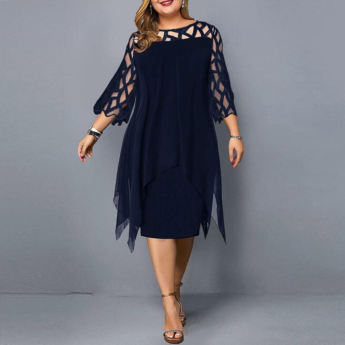 Elegant Plus Size Midi Dress