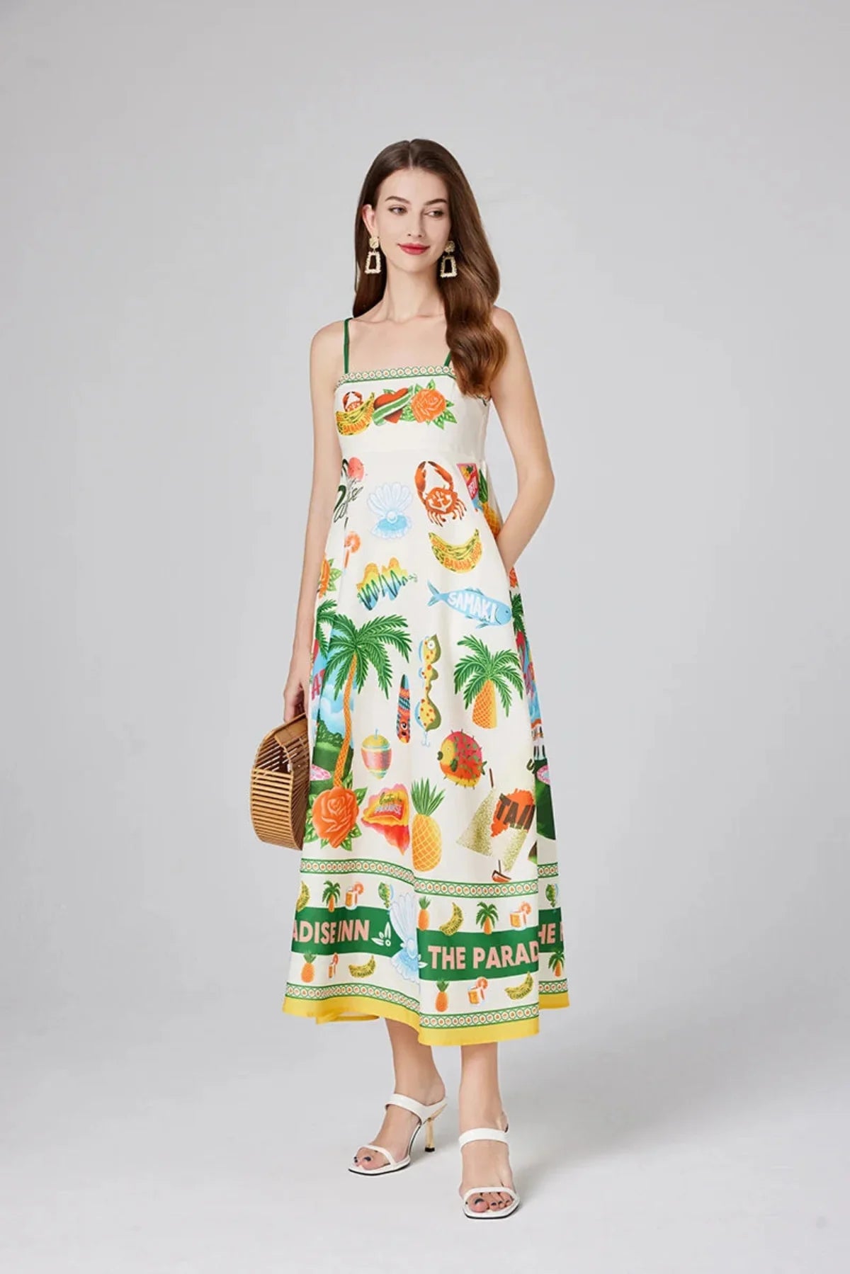 Paradise Print Vacation Cami Maxi Dress