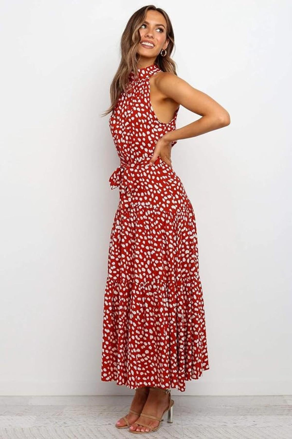 Polka Dot Halter Midi Sundress