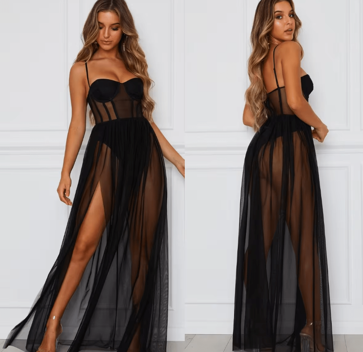 Sleeveless Strapless Maxi Lace Dress For Summer