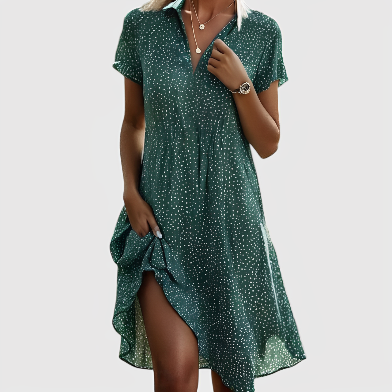 Λίνα | Μίντι Φόρεμα με Κοντά Μανίκια