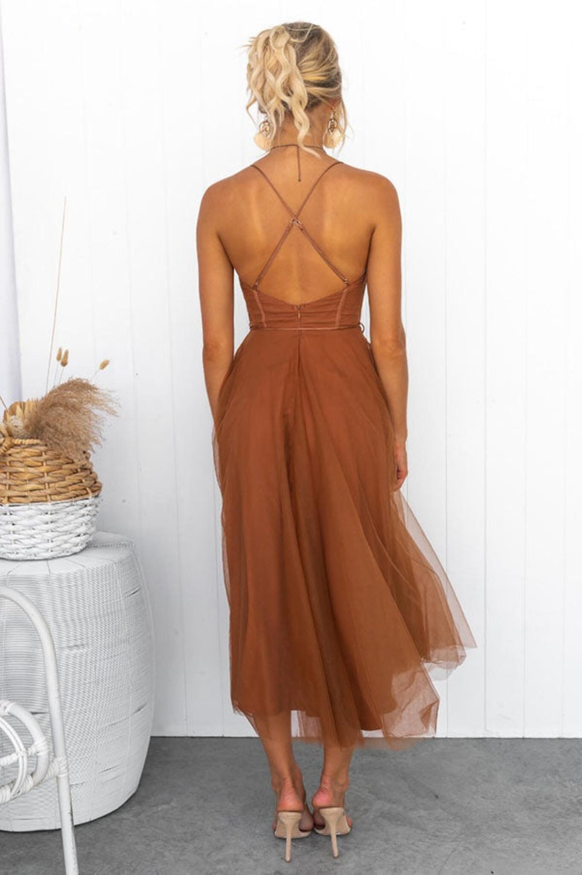 Women's Sleeveless Chiffon Maxi Dress With Tulle Overlay