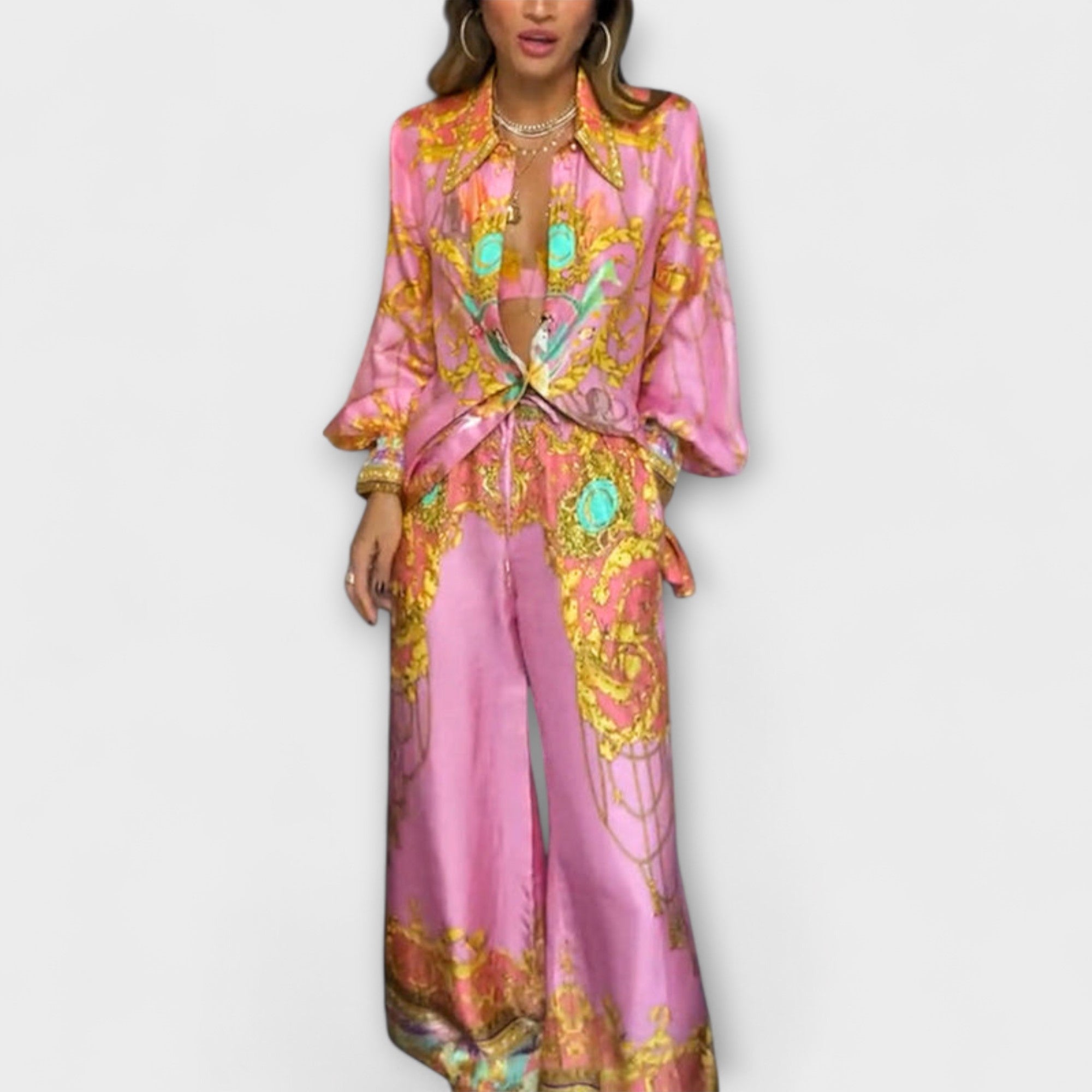 Sage - Σετ Χαλαρού Πουκαμίσου και Παντελονιού με Ελαστική Μέση