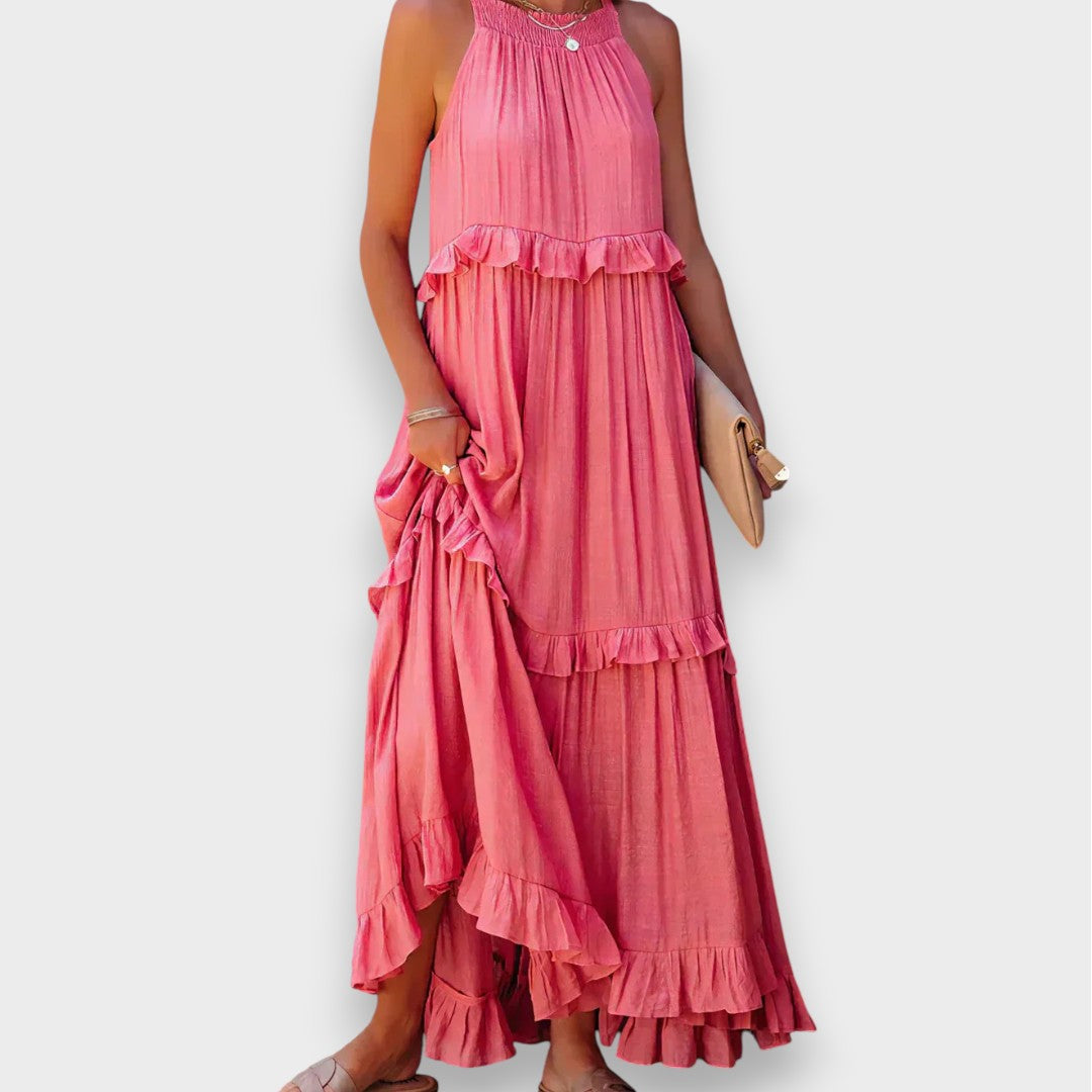 Αλίνα | Αμάνικο Φόρεμα με Λεπτομέρειες Ράσας