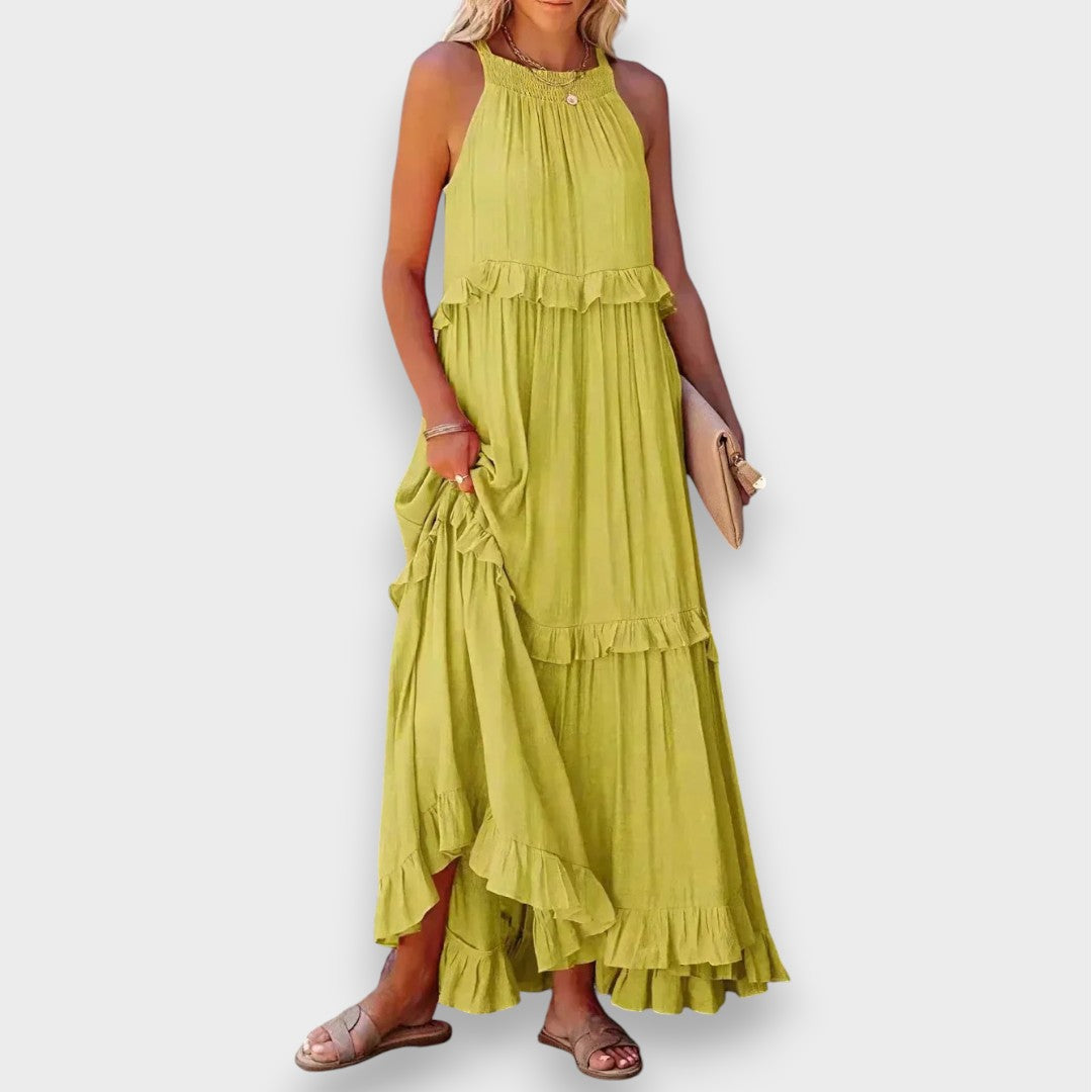 Αλίνα | Αμάνικο Φόρεμα με Λεπτομέρειες Ράσας