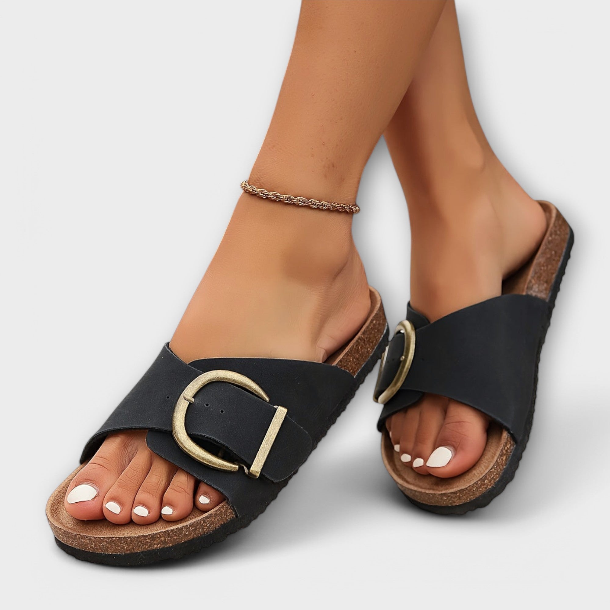 Margie – Women’s Cork Sandals with Buckle Strap