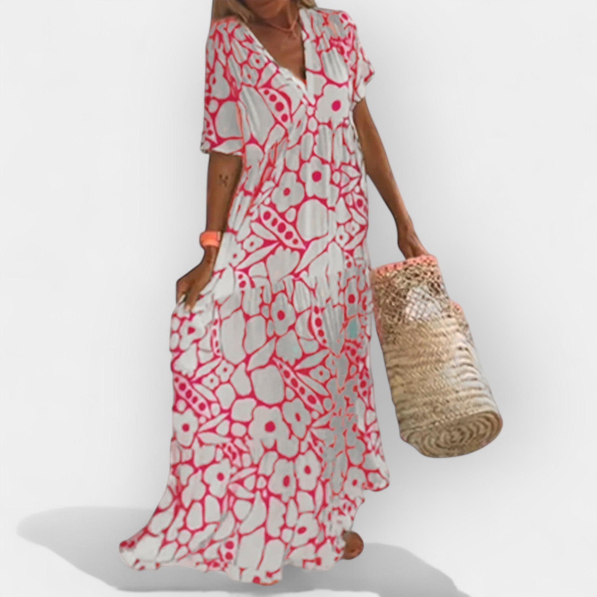 Barbora – Lightweight Printed Dress with V-Neck