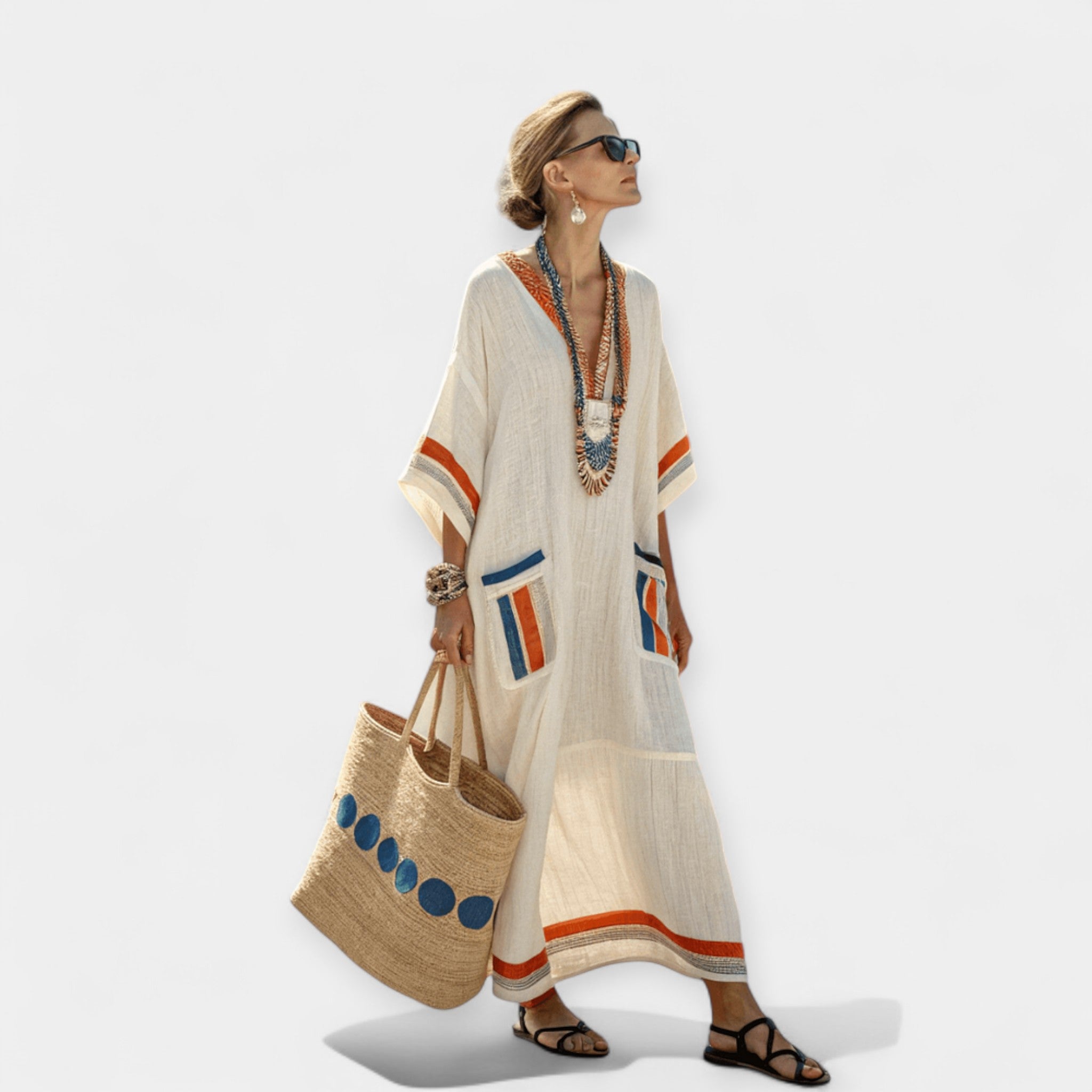 Relaxed Midi Dress with Natural Charm