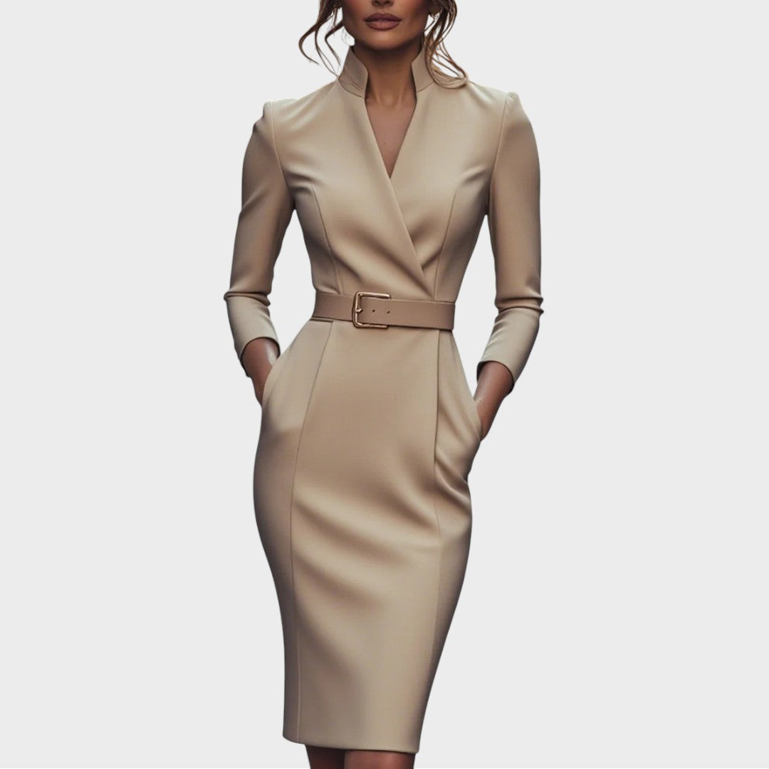 Τζάνα | Κομψό Μαύρο Φόρεμα Shift με Ζώνη