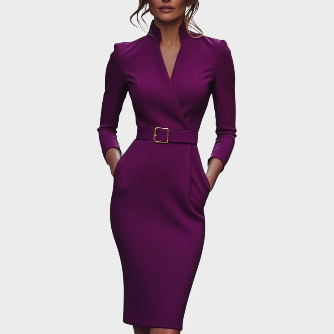 Τζάνα | Κομψό Μαύρο Φόρεμα Shift με Ζώνη