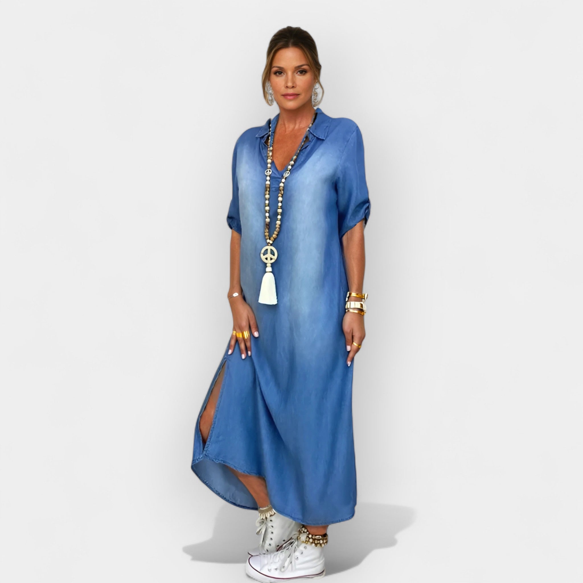 Naledi – Long Denim Dress with Slit