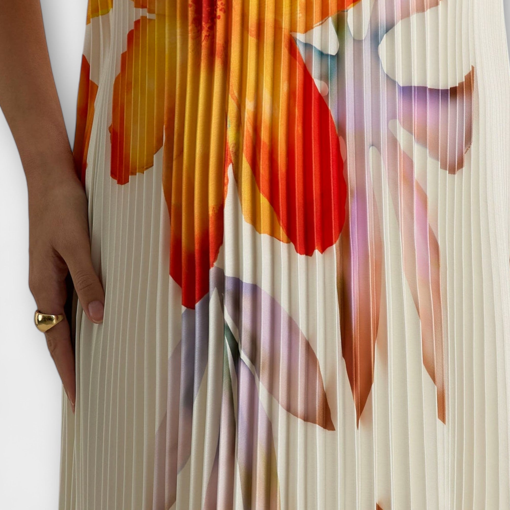 Μισέλ - Φόρεμα Maxi Sweetheart σε Πορτοκαλί Λουλούδια