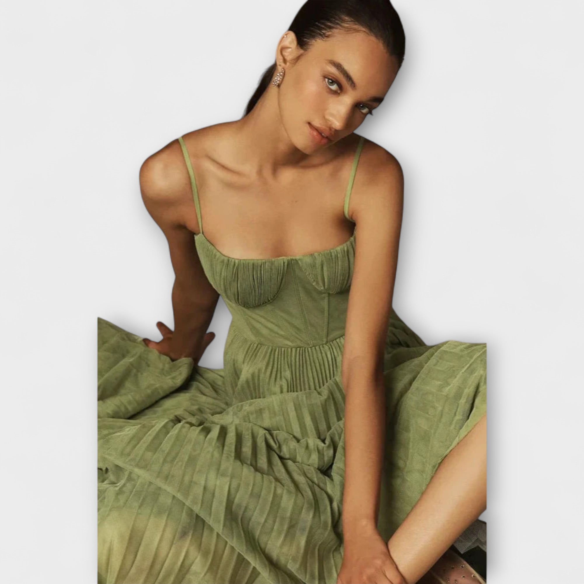 Μαρίλιν - Φόρεμα Μίντι από Τούλι με Σχέδιο Μπλουζάκι