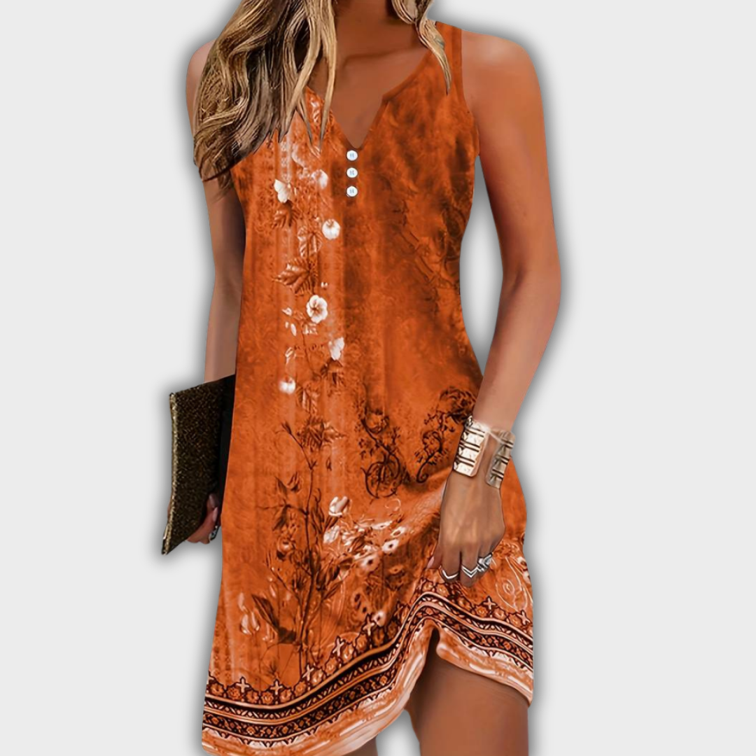 Dila - Αμάνικο Άνετο Μίνι Φόρεμα Γυναικών