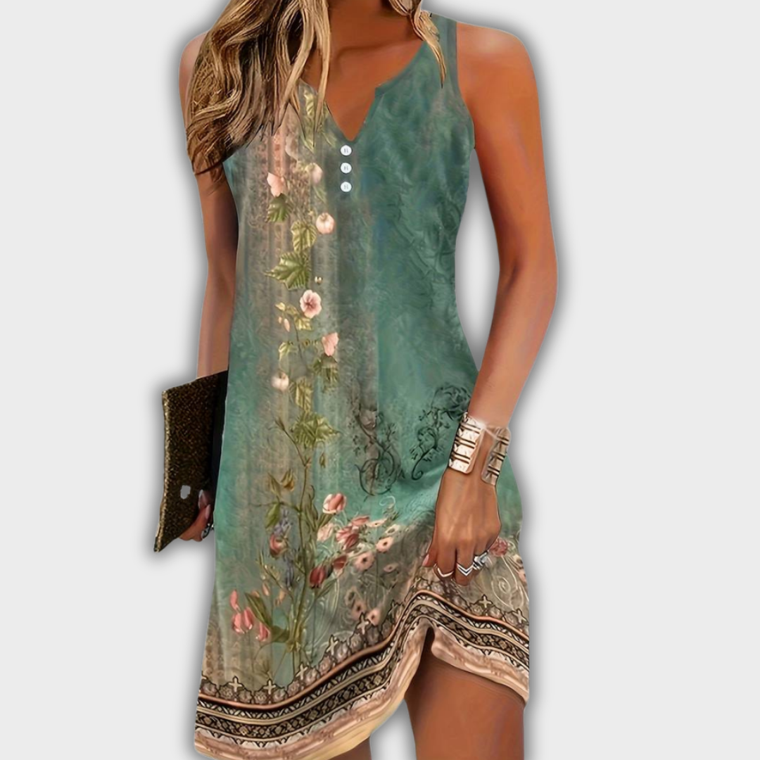 Dila - Αμάνικο Άνετο Μίνι Φόρεμα Γυναικών