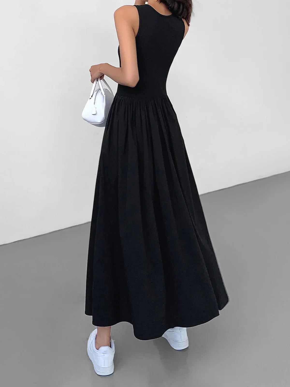 Cotton Blend Jersey Sleeveless Maxi Dress