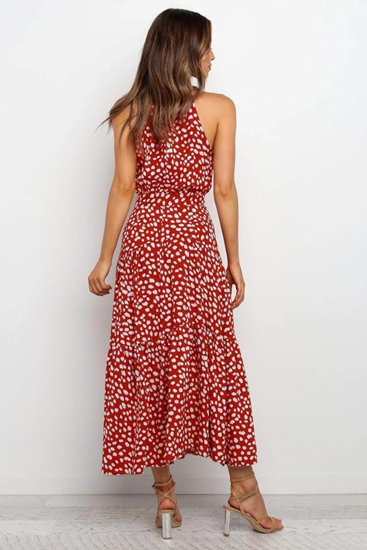 Polka Dot Halter Midi Sundress