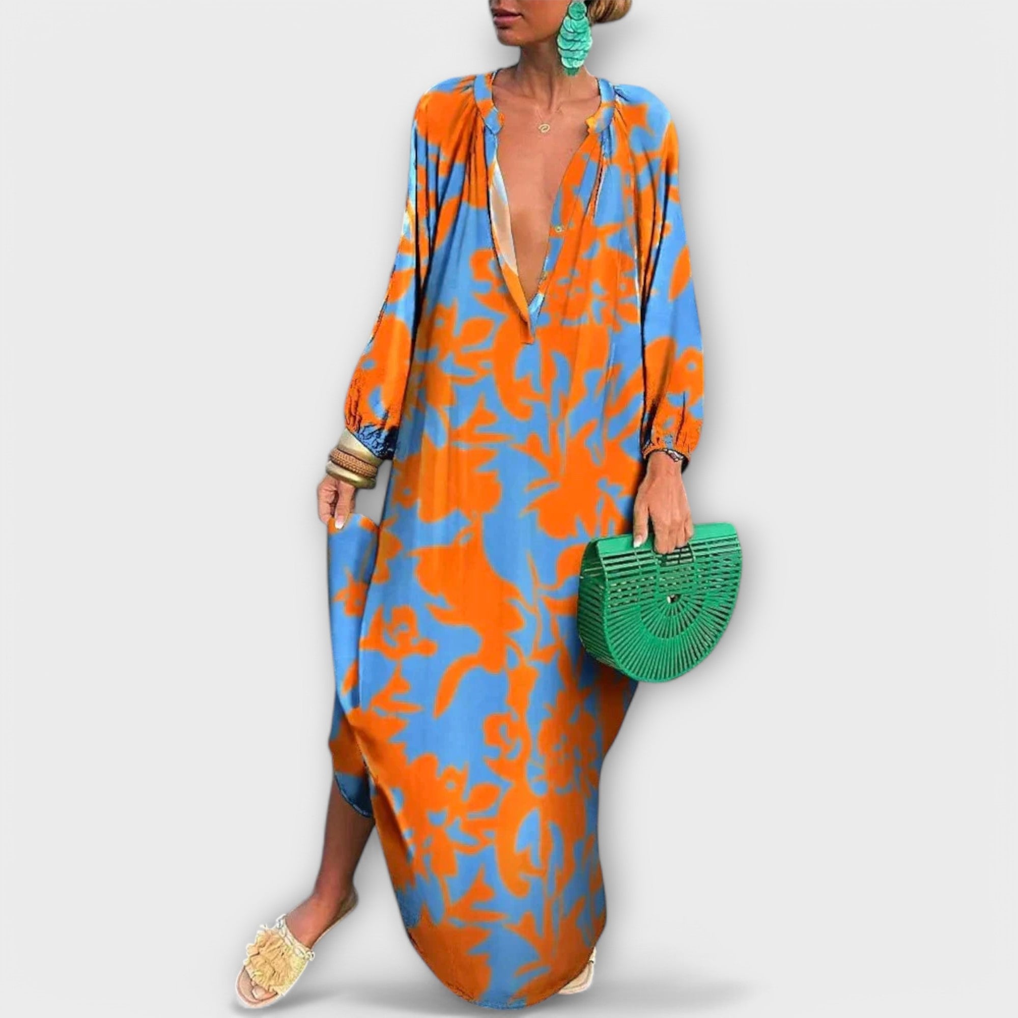 Άλις - Μποέμ Μακρύ Φόρεμα με Μακριά Μανίκια