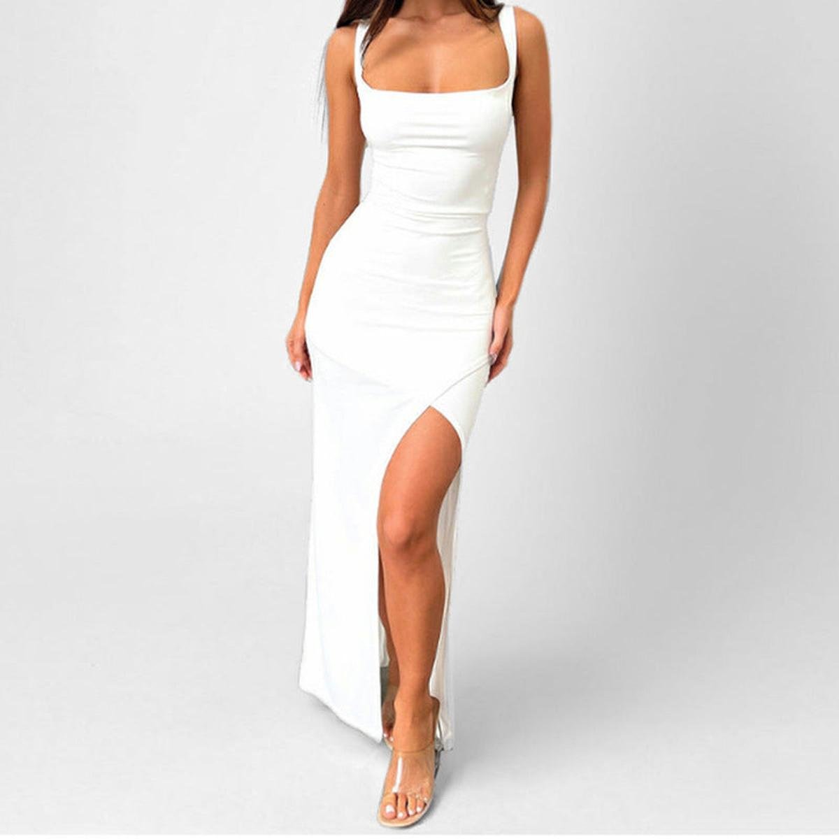 Satin Slim Fit Spaghetti Strap Maxi Dress