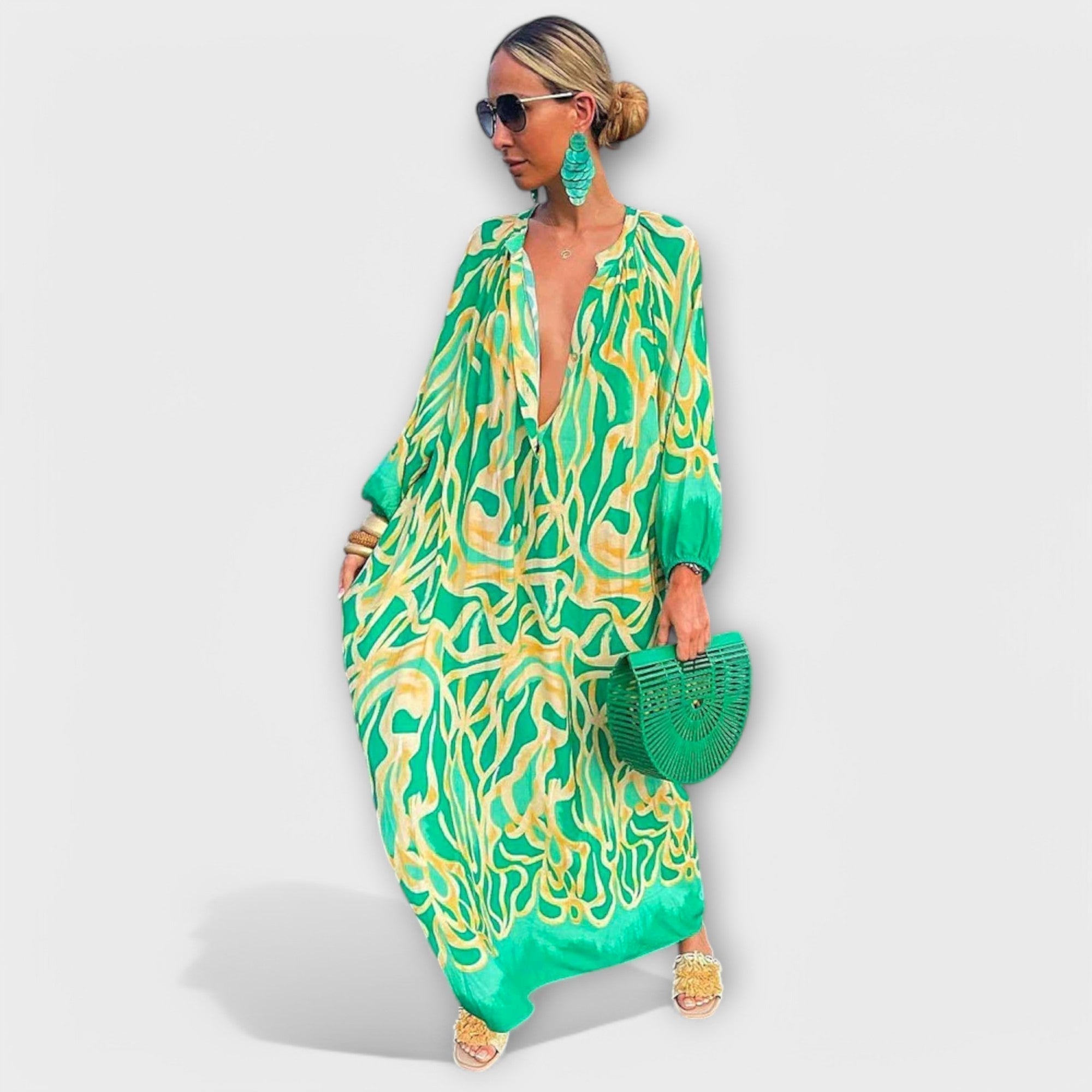 Άλις - Μποέμ Μακρύ Φόρεμα με Μακριά Μανίκια