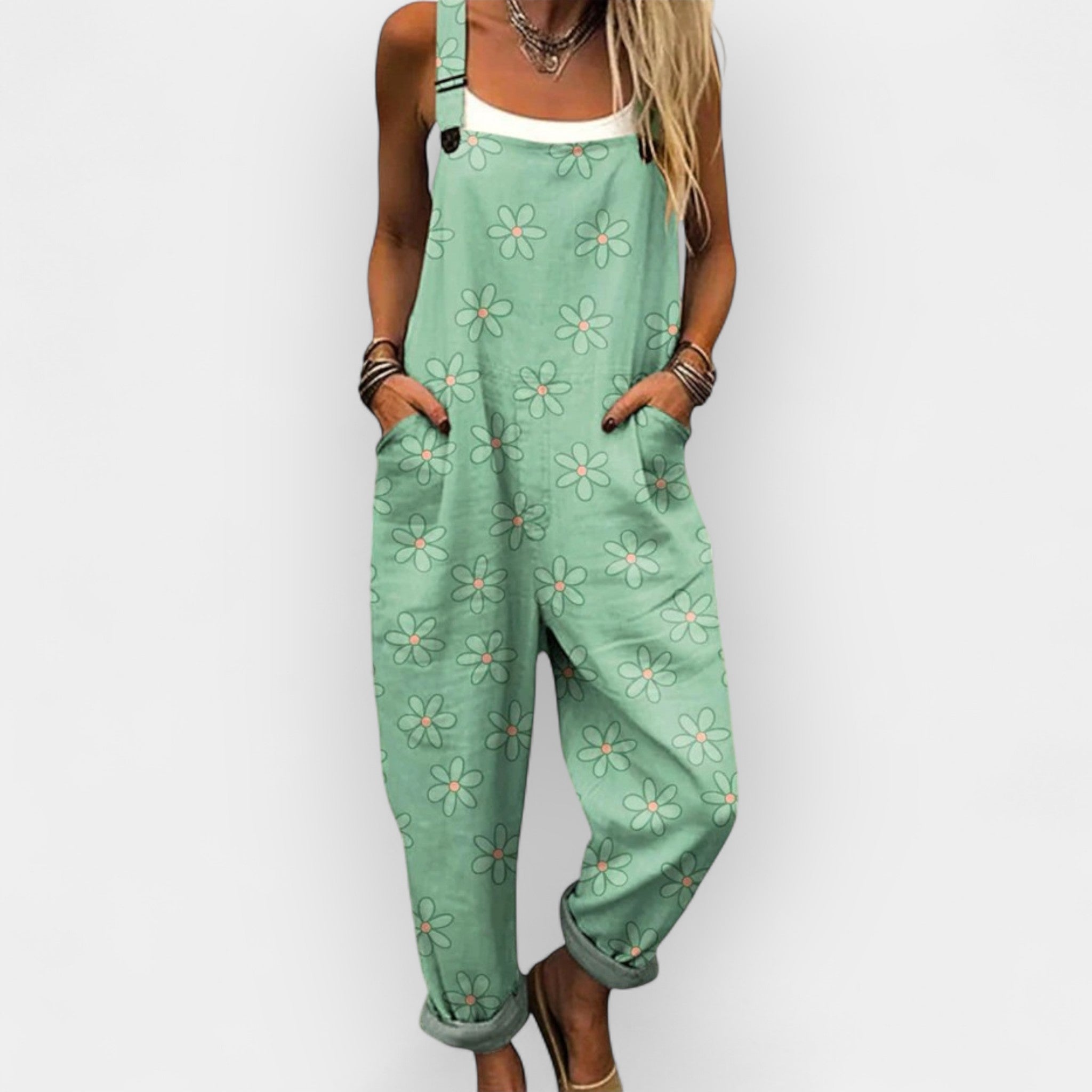 Floral Jumpsuit with Wide-Leg Pants