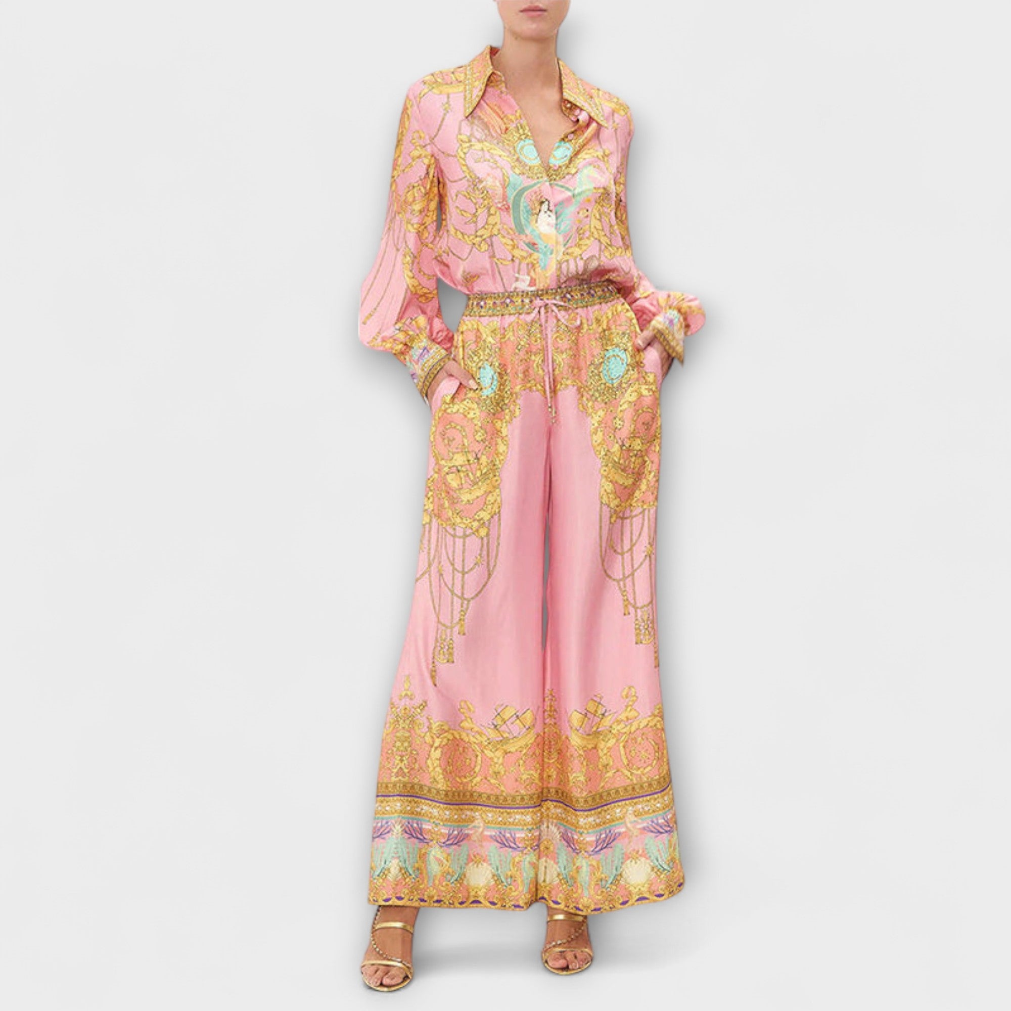 Sage - Σετ Χαλαρού Μπλουζιού και Παντελονιού με Ελαστική Μέση