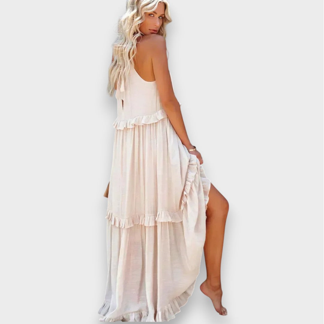 Αλίνα | Αμάνικο Φόρεμα με Λεπτομέρειες Ράσας