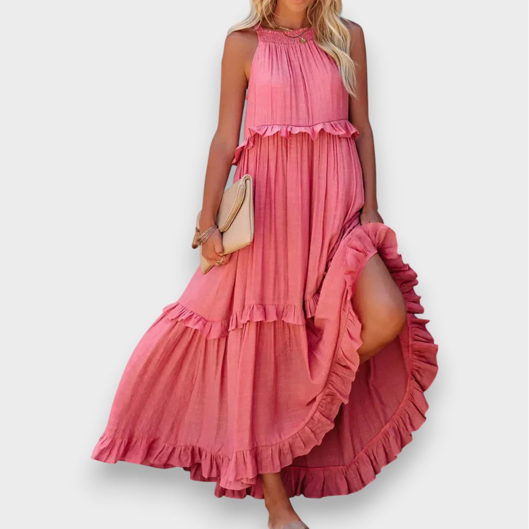 Αλίνα | Αμάνικο Φόρεμα με Λεπτομέρειες Ράσας