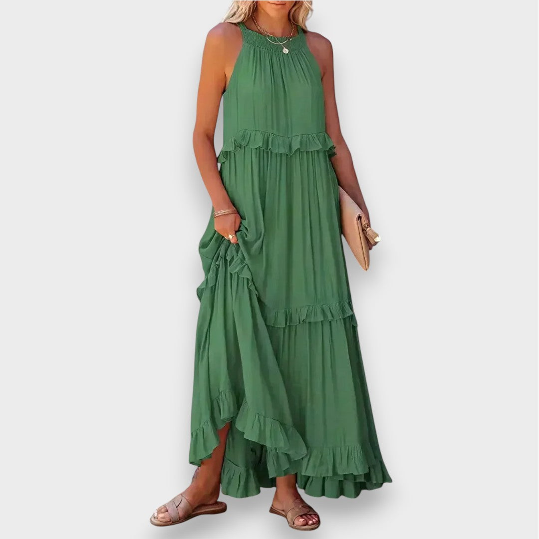 Αλίνα | Αμάνικο Φόρεμα με Λεπτομέρειες Ράσας