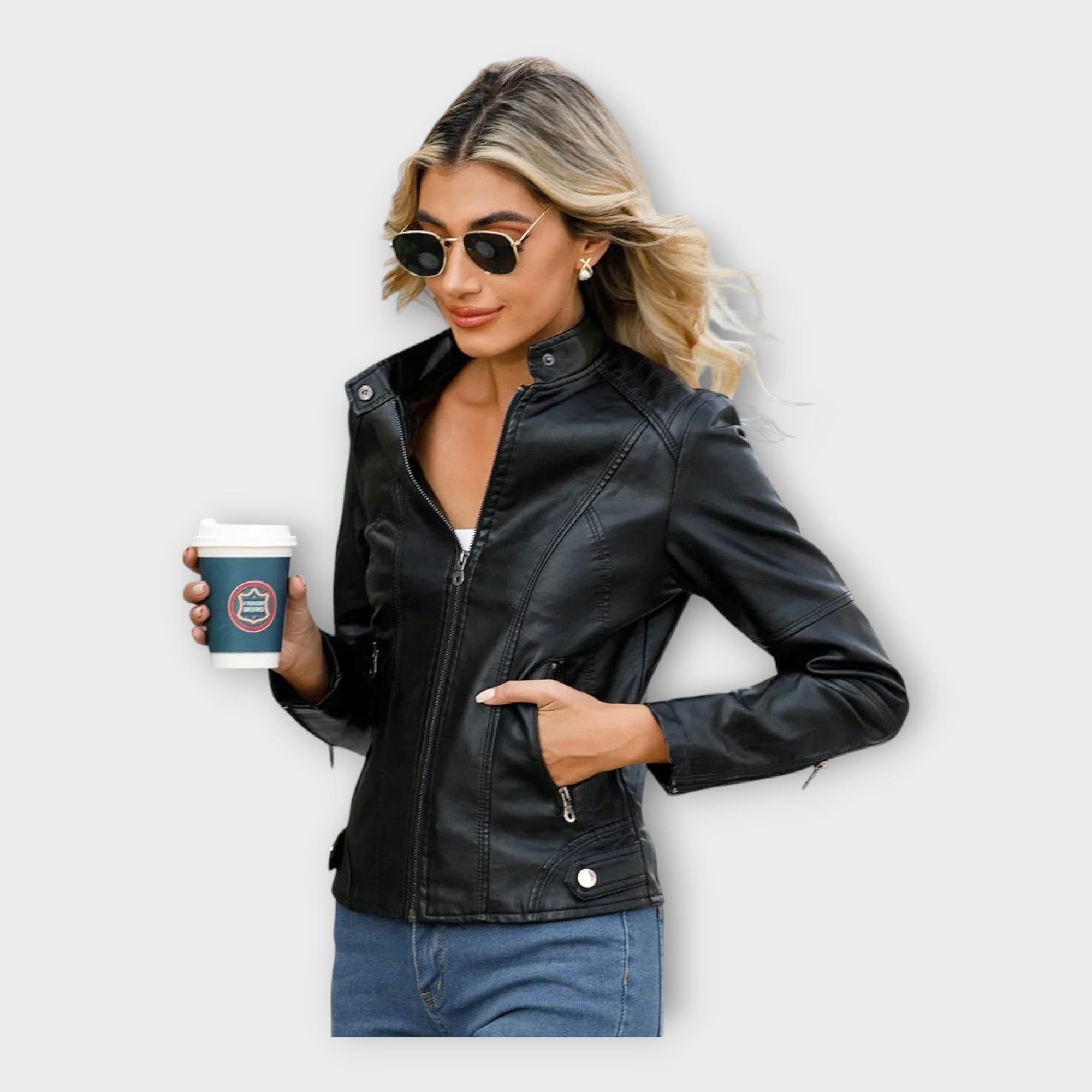 Κομψό δερμάτινο σακάκι με μοντέρνα γραμμή και διαχρονικό στυλ