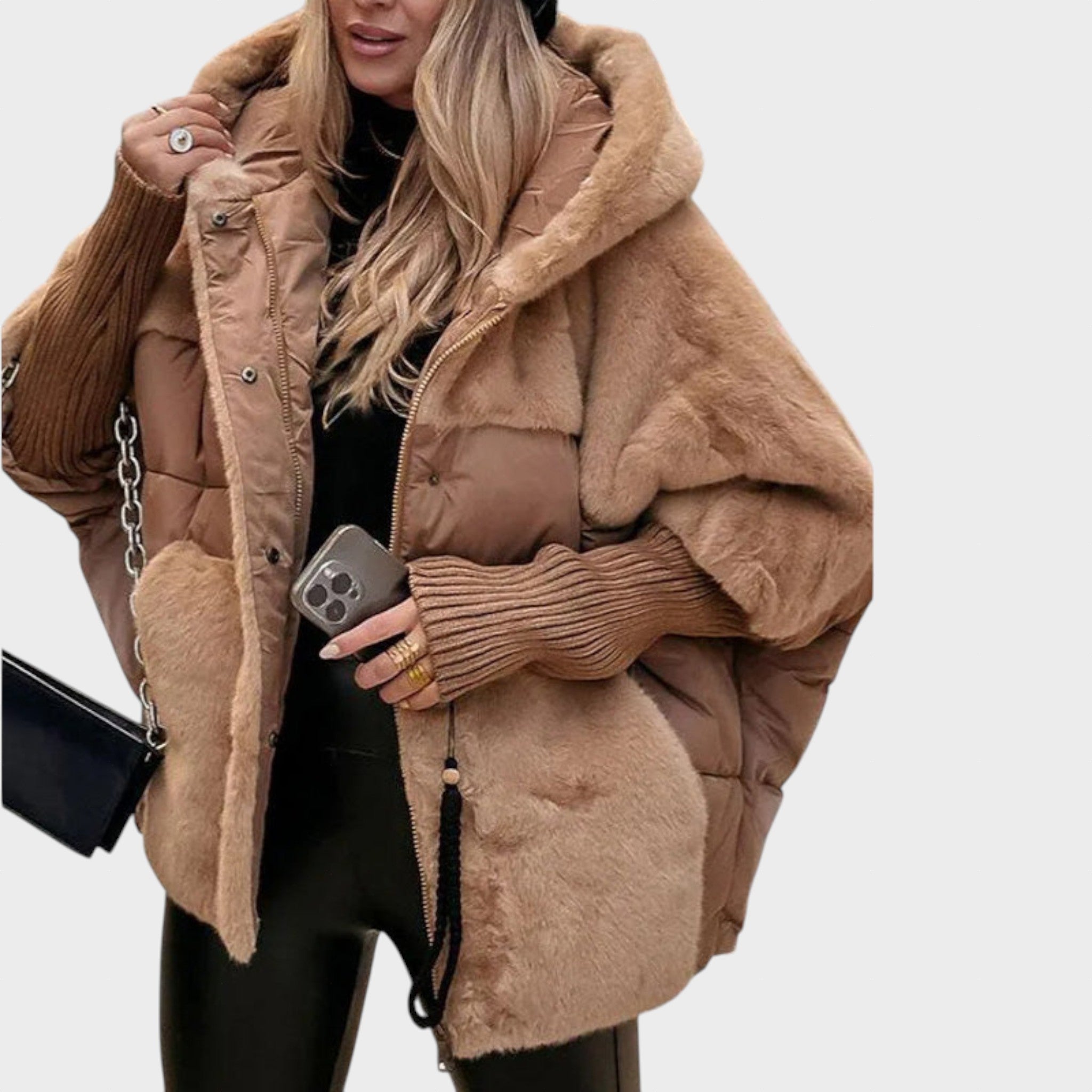 Eurelia – Μπουφάν με Κουκούλα από Τεχνητό Δέρμα