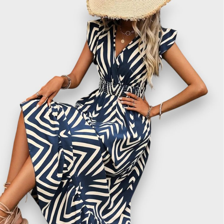 Milena | Φόρεμα με Όλο το Σχέδιο και Σούρα στη Μέση