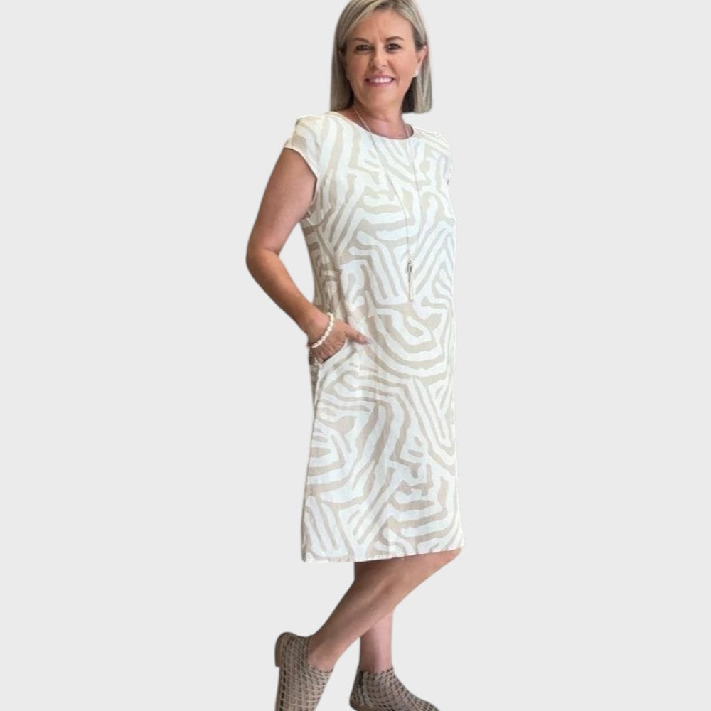 Γκισέλ | Καλοκαιρινό Φόρεμα με Στρογγυλή Λαιμόκοψη και Όμορφο Τύπωμα